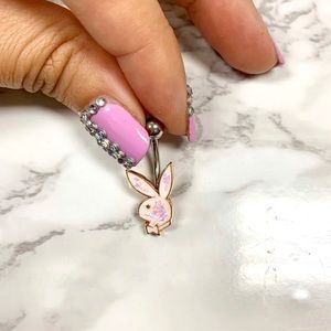 Playboy epoxy glitter belly ring